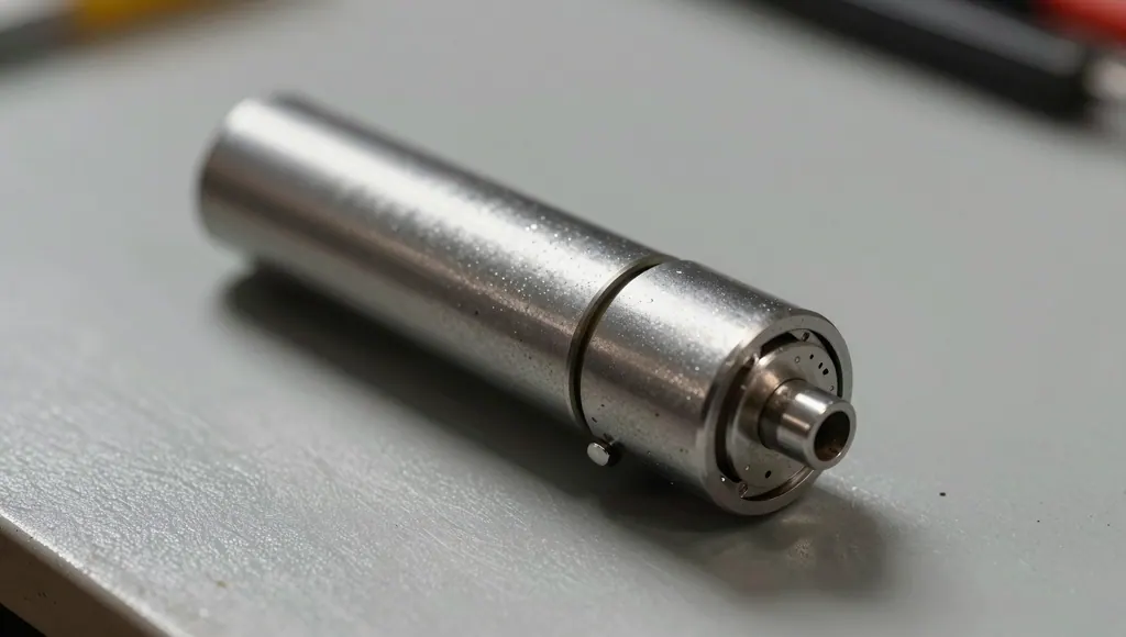 Runder Metallzylinder eines Schlosses auf der Werkbank