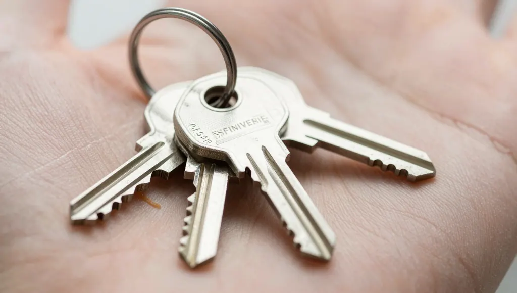 Schlüsselbund mit mehreren Schlüsseln in geöffneter Handfläche
